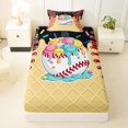 thumbnail image 3 of Castle Fairy Green Ice Cream Print Twin Sheets 3pcs, Sport Baseball Bedding, Black Pink Yellow,1 Fitted Sheet, 1 Flat Sheet and 1 Pillowcase, 3 of 6