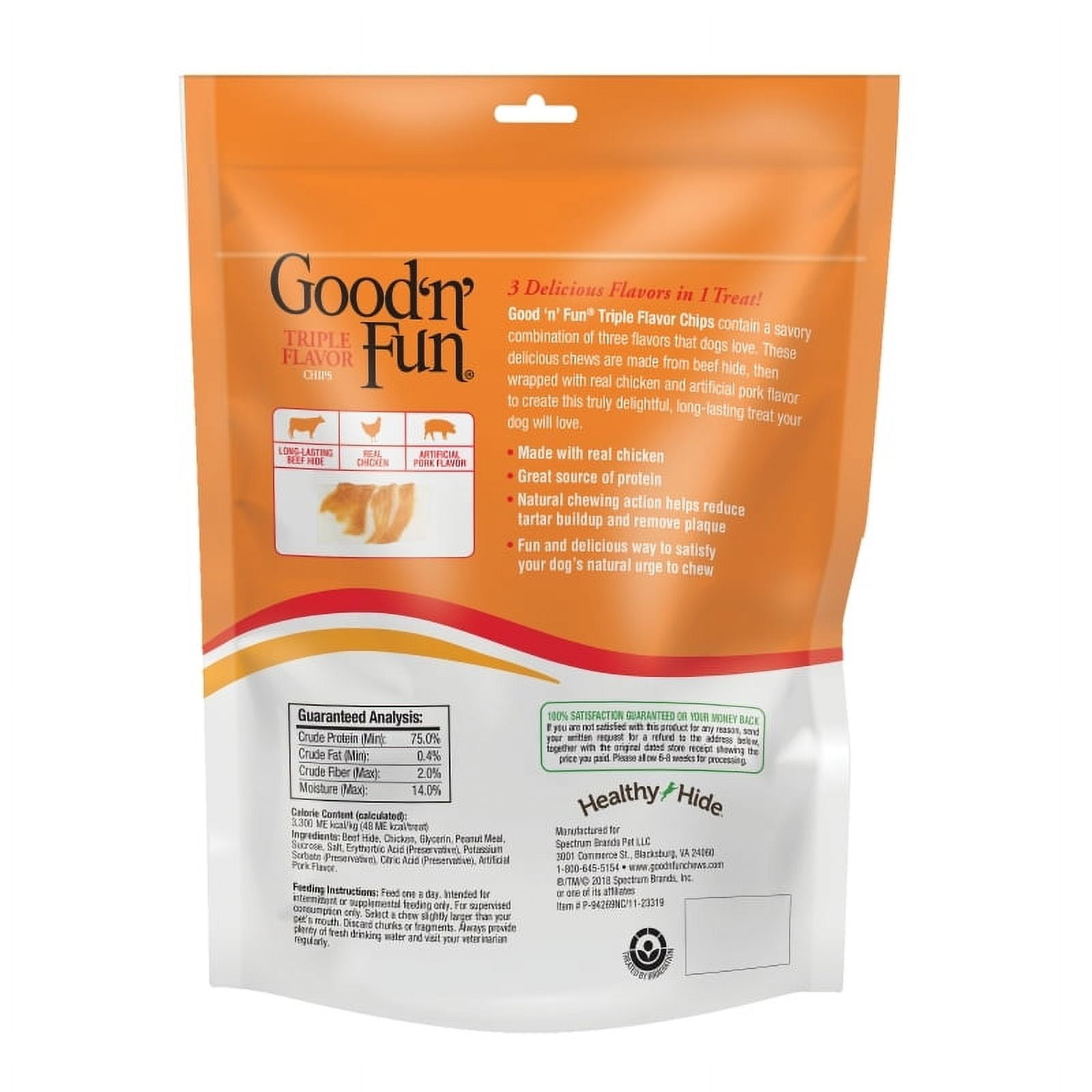 (4 pack) Good n Fun Triple Flavor Chips Chews for Dogs, 4 oz.