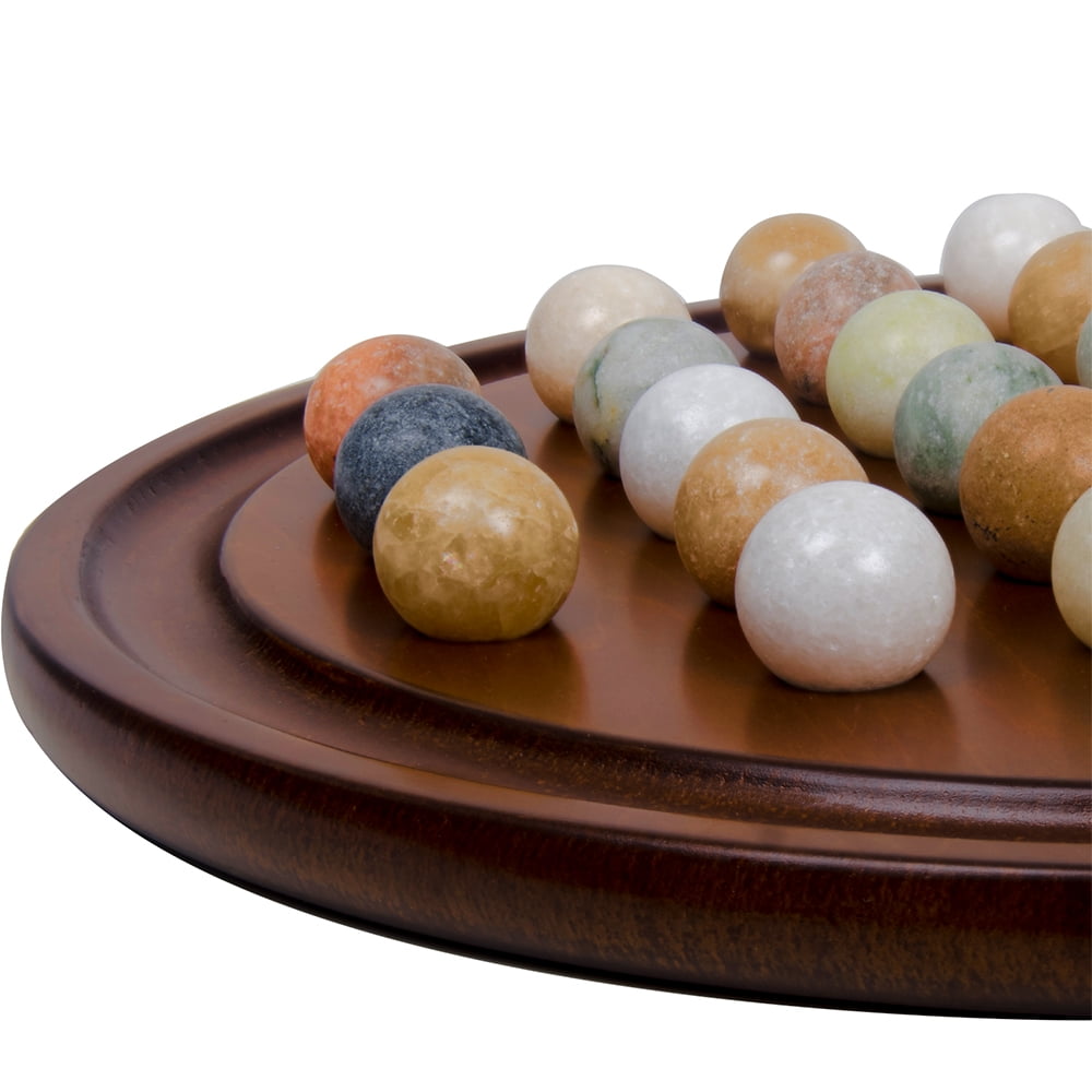 Arolly Handcrafted Solitaire Board Game Set with 36 Natural Marbles - Mahogany Wooden Finish Handmade Solitaire Boards | for Adults on Any Occasion