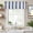Gray Blue, variant on Navy Blue Stripe Farmhouse Short Window Curtain Valances, Geometric Grey White Vertical Striped Rod Pocket Kitchen Valances for Living Room Bedroom Bathroom Cafe 42" x 18"