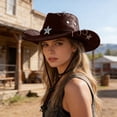 thumbnail image 2 of OJSFQUFP Cowboy Hat for Women and Men with Shapeable Wide Brim Cattleman Western Hats for Cowboys, 2 of 8