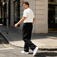 thumbnail image 6 of LNZGNM Men's Straight Leg Sweatpants Casual Elastic Drawstring Waist Open‑Hem Daily Workout Wear with Deep Side Pockets, Black (S), 6 of 6