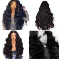thumbnail image 2 of SUCS Outdoor electronic productsBlack Synthetic Wigs Natural Looking Long Wavy Middle Side Parting No-Lace Women Black ONE, 2 of 5