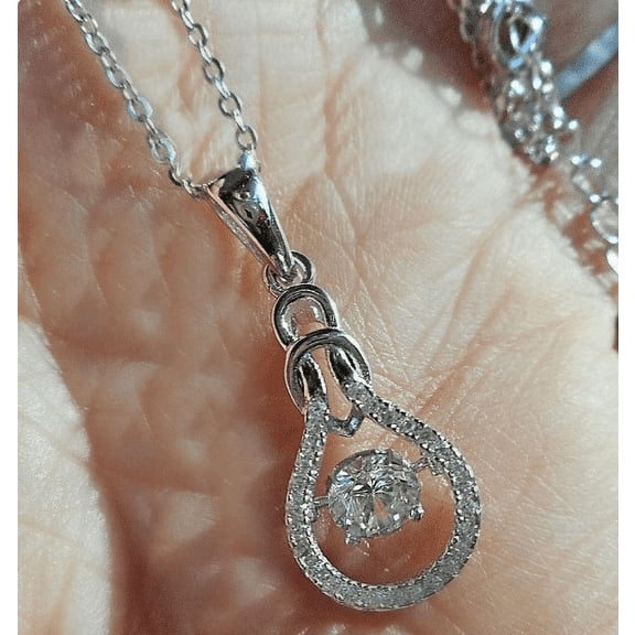 Dancing Diamond Necklace in 925 Sterling Silver - Anniversary Necklace For wife