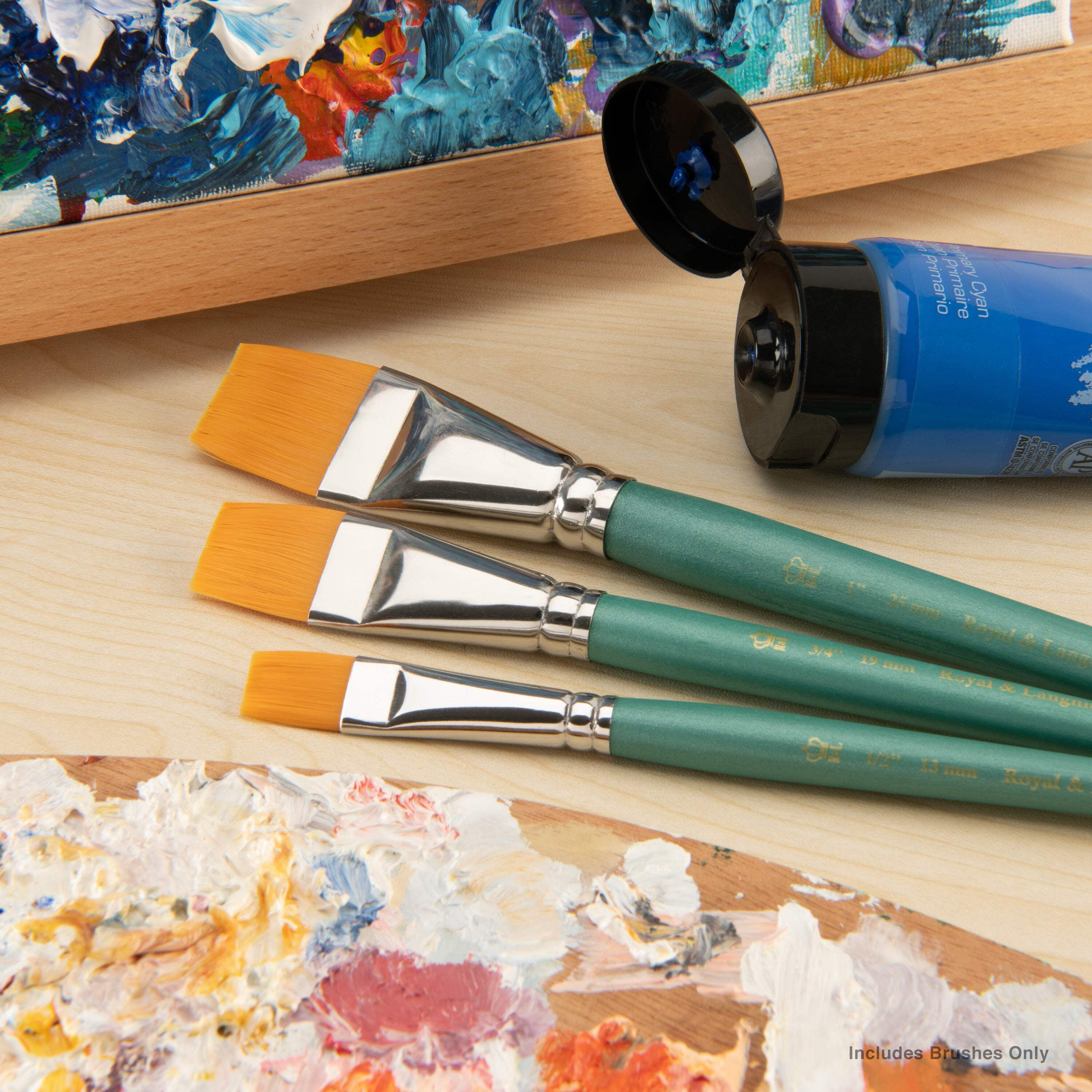 (3 pack) Royal & Langnickel Glaze Wash Golden Taklon Art Brushes 3 piece