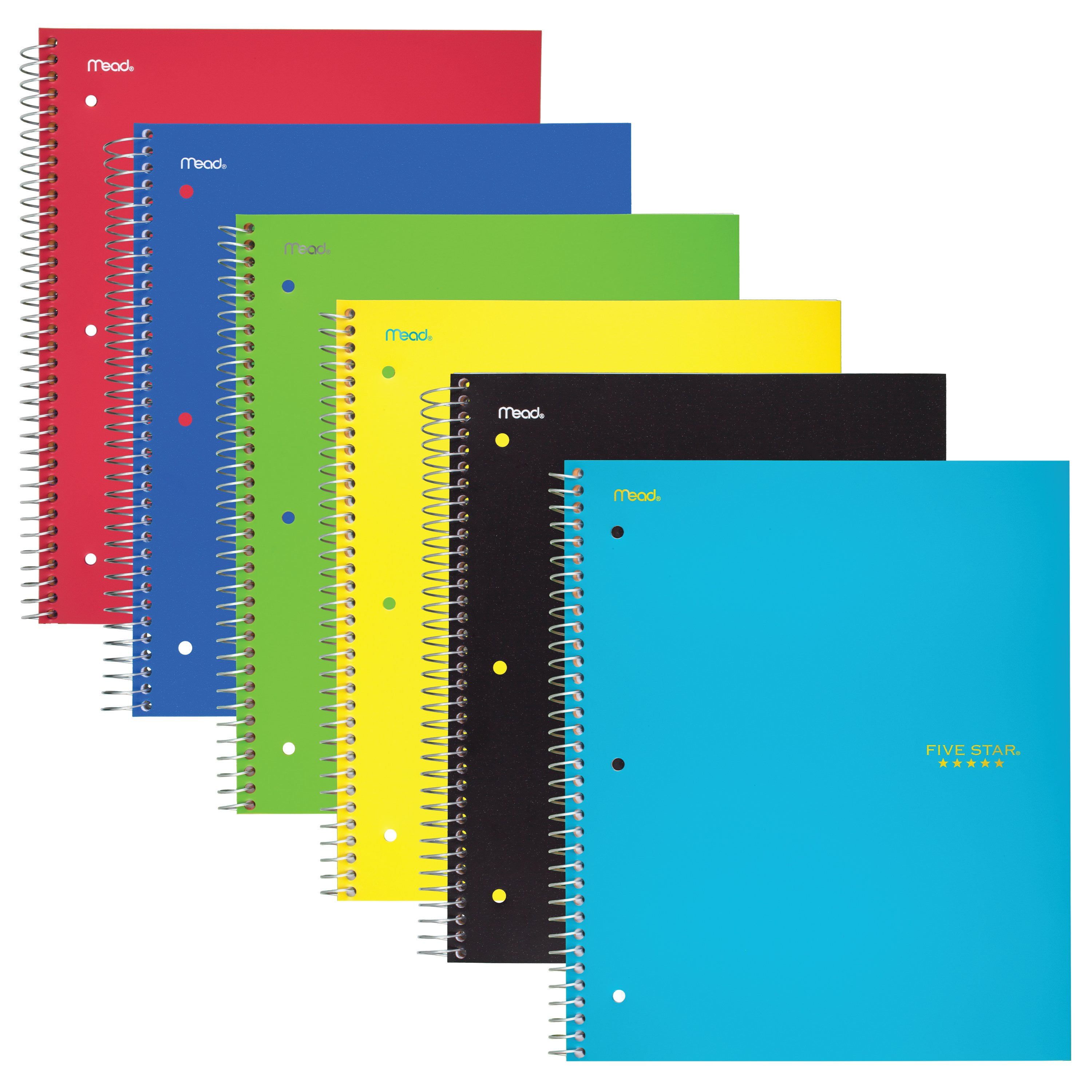 100 Sheets 11x8-1/2 1 Subject Graph Ruled Paper Five Star Spiral Notebooks 