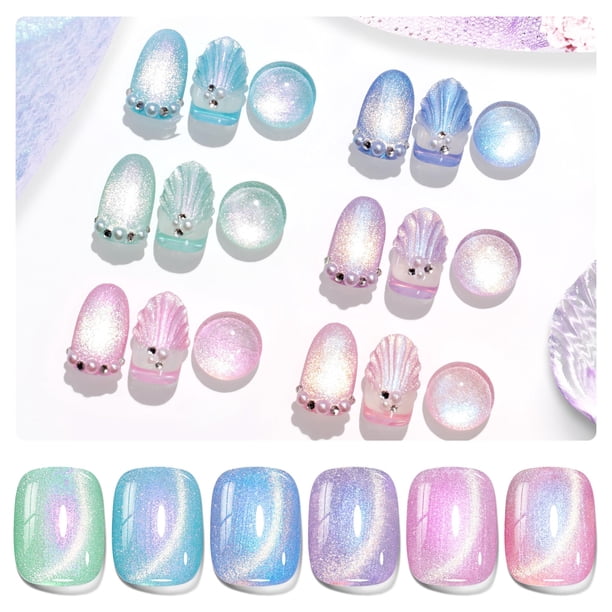 Set de esmaltes de uñas en gel Beetles Cat Eye, 6 colores, verano, mujer