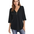 thumbnail image 2 of Tralilbee New Fashion Versatile Plus Size 16XL Half Sleeve Shirt Ruched Zipper Loose Casual T-Shirt, 2 of 3