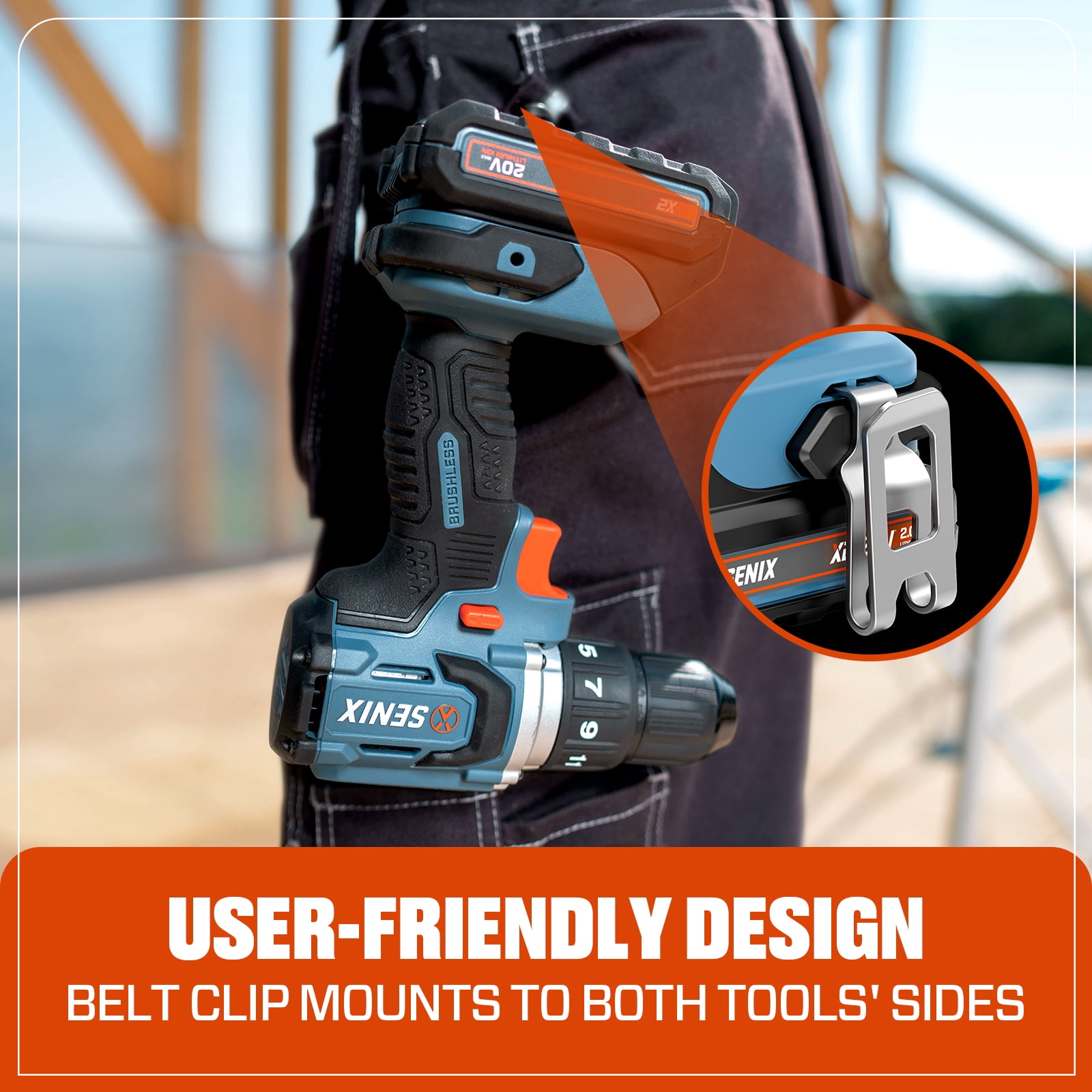 SENIX 20 Volt Max* Brushless 1/2-Inch Drill Driver, 45 Foot-Pounds of Max Torque, 2000 RPM Max, (Battery, Charger and Soft Bag Included) PDDX2-M2