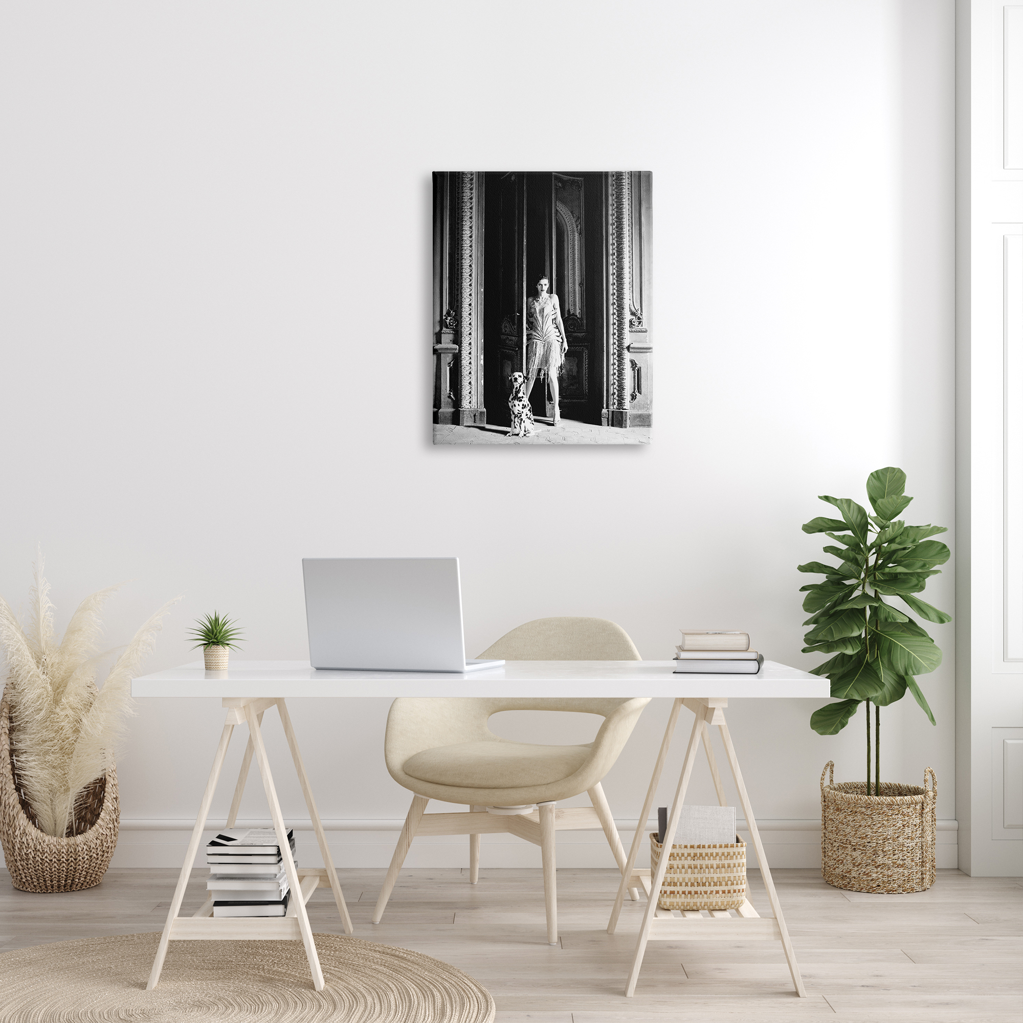 Stupell Industries Upscale Fashion Woman Dalmatian Dog Ornate Building Photograph Gallery Wrapped Canvas Print Wall Art, Design by Leah Straatsma