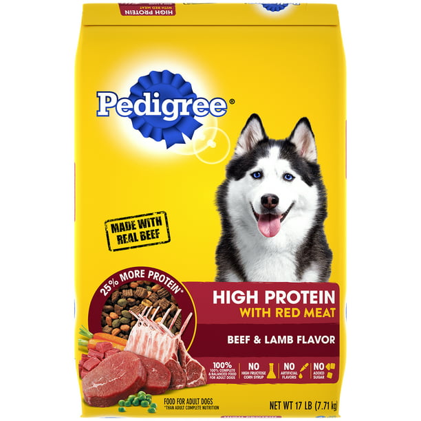 PEDIGREE High Protein Adult Dry Dog Food Beef and Lamb Flavor, 17 lb. Bag