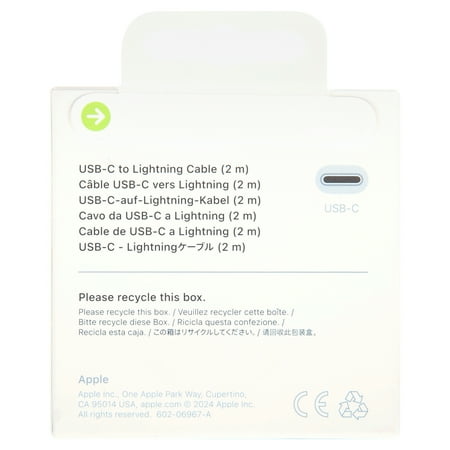 Apple - 2 m USB Type C-to-Lightning Charging Cable - White