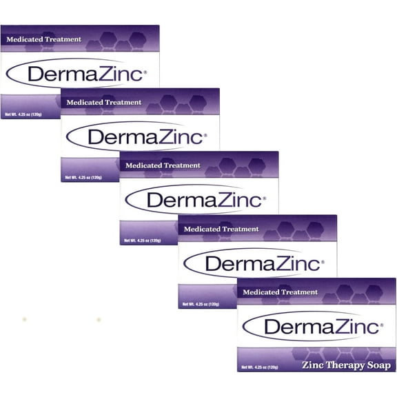 Dermalogix DermaZinc Zinc Therapy Soap Medicated Treatment - 5 Bars NEW LARGER SIZE by DermaZinc