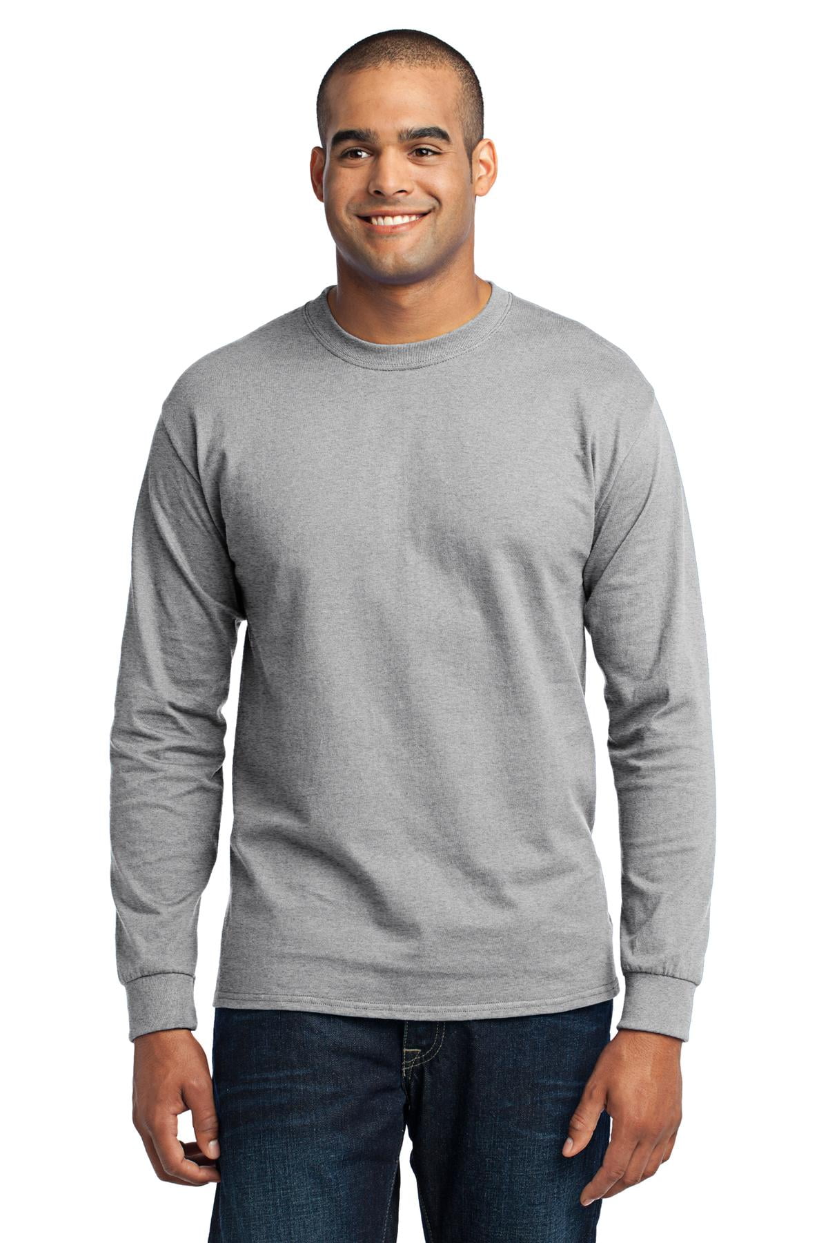 Port & Company Men's Tall Long Sleeve 50/50 Cotton/Poly T Shirt 2XLT Ash