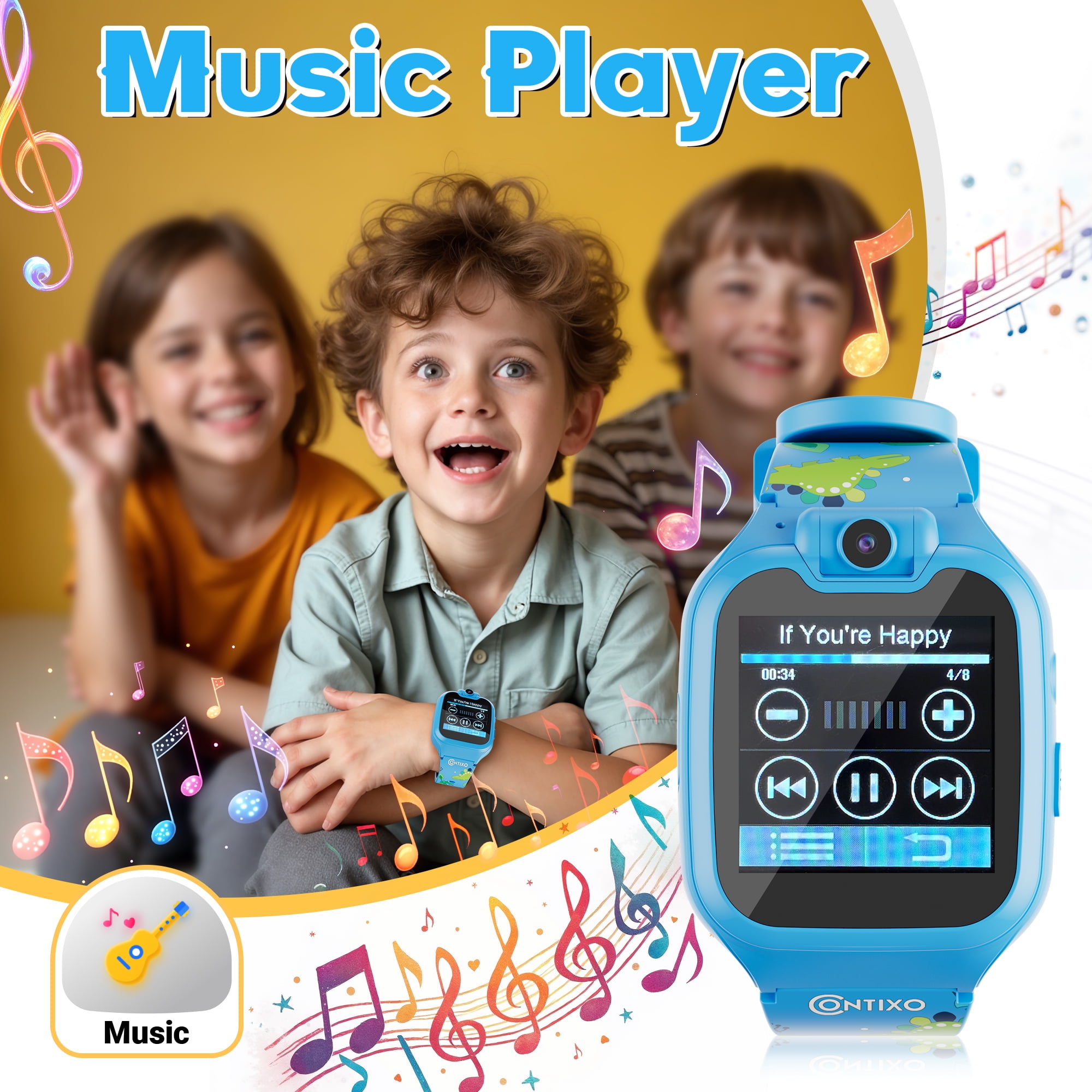 Contixo Kids Smart Watch with 1.54” HD Touch Screen, Kids Watch with 16 Educational Games and Rotating Camera, Blue