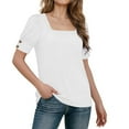 thumbnail image 7 of Women's Casual Short Sleeve Button-Up Top Soft Breathable Loose Fit Summer Shirt, 7 of 7