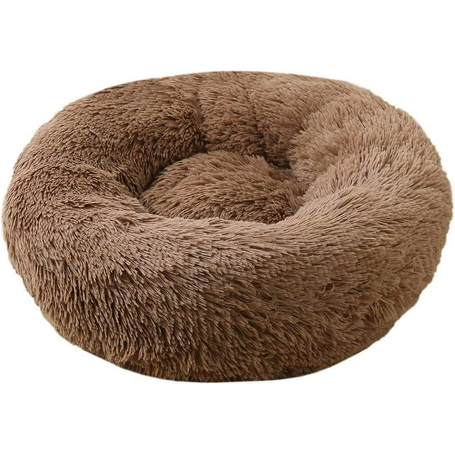 Donut shaped pet plush cat bed