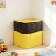 thumbnail image 3 of Bolsa de almacenamiento de gran capacidad con tapa | Organizador plegable de tela no tejida de 90 l para ropa, ropa de cama y juguetes | Diseño negro y amarillo, 3 of 6