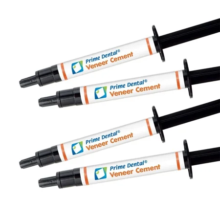Prime Veneer Cement Syringe 4 x 2g with Tips - White Opaque Dental Cement for Veneers