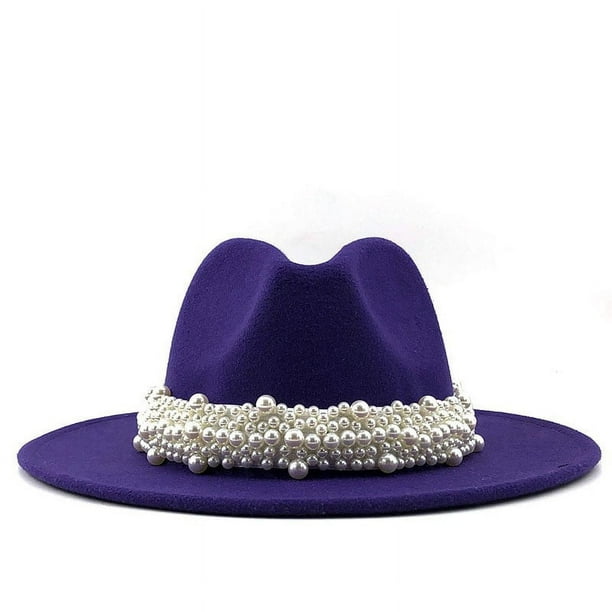 ¡Rebajas! Sombreros vaqueros Fdelink. Sombrero de copa para mujer, estilo británico, elegante sombrero de jazz con aro de perla y sombrero de copa, sombrero de ala ancha, sombrero de lana para mujer,