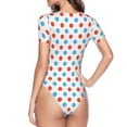 thumbnail image 4 of Naloa Red Blue Polka Dots Women's Short-Sleeved Onesie, One-Piece Swimsuit for Parties, dates, clubs - Medium, 4 of 9