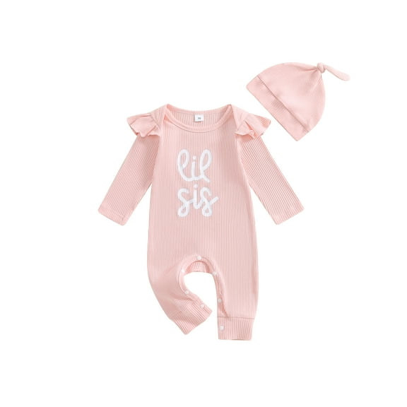 CocMouse Girls Jumpsuit Long Sleeve Crew Neck Letter Print Romper with Hat