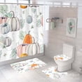 thumbnail image 5 of Guanhe 4Pcs Bathroom Shower Curtain Sets with Rugs,Orange Thanksgiving Maple Leaf Print Bathroom Sets with Shower Curtain Rugs Toilet Seat and Hook, 5 of 9