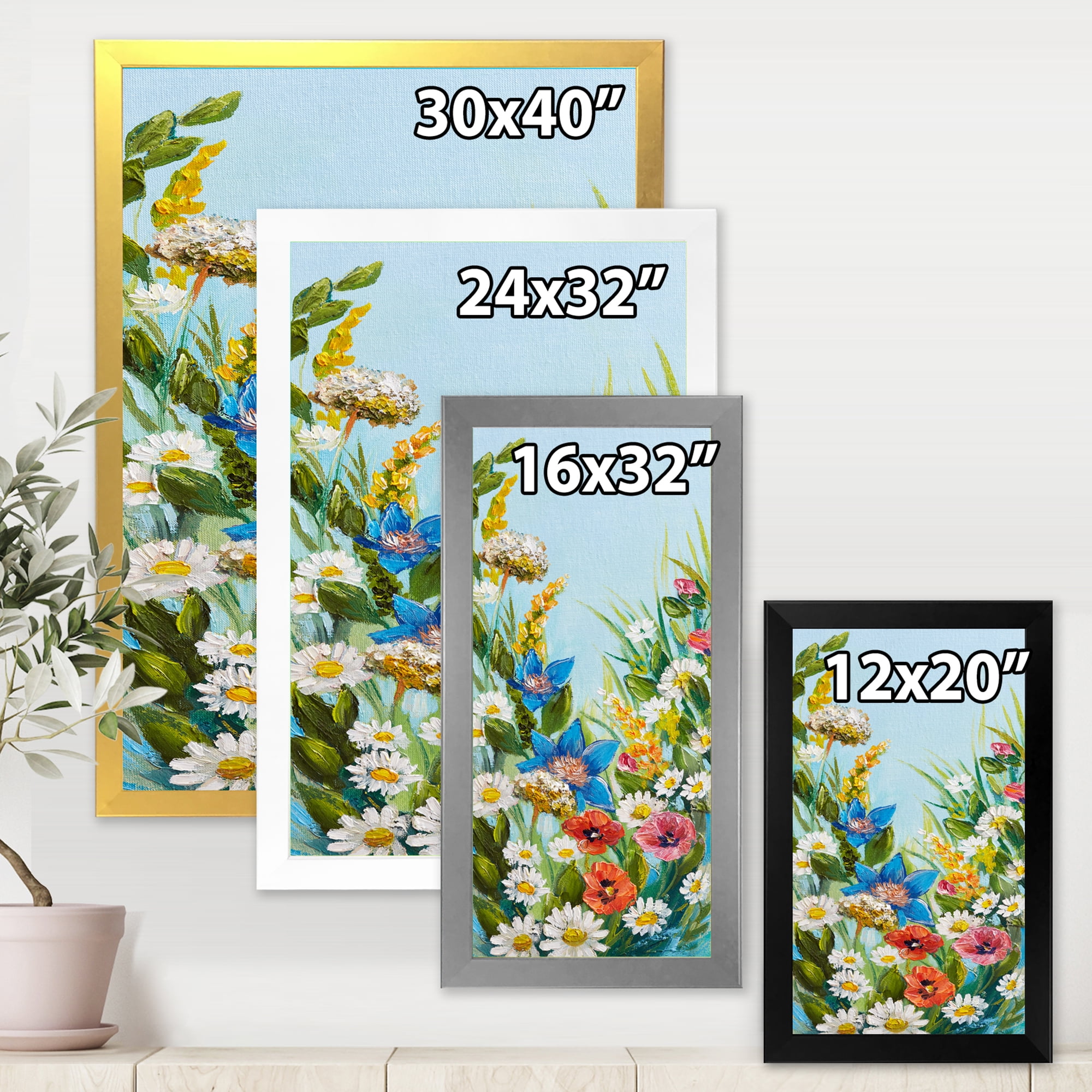 Designart 'Still Life Of Colorful Wildflowers With Leaves I' Traditional Framed Art Print