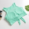 thumbnail image 5 of Women's Solid Tie Front Crop Trendy Cozy Tankini Top Knotted High Neck Sports Bra Padded Swimsuit Bathing Suit Green S, 5 of 5