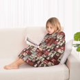 thumbnail image 4 of Red Christmas Collage Pattern Blanket Hoodies for Kids 6-13YR Oversize Wearable Blanket Hoodies for Boys Girls Teens, 4 of 7