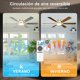 thumbnail image 3 of Ventilador de Techo con Luz LED 52in/132cm - Abanicos de Techo Silencioso de Perfil Bajo, 6 Aspas Doble Acabado (Madera/Plateado), Motor DC Reversible, 3CCT, 6 Velocidades, 3 of 7