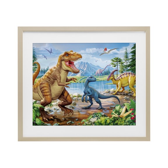 Stupell Industries Lush Jurassic Lakeside Birch Framed Print Under Glass, design by Henriette Chinaglia