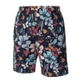 thumbnail image 6 of Uemuo Flowers ad Butterflies Pattern Men's Swim Trunks Hawaiian Beach Bathing Suit Swimsuits Beach Quick-Dry Shorts with Pockets-, 6 of 9
