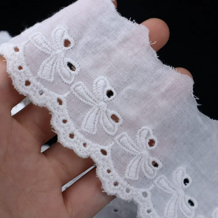 10 Yards White Lace Ribbon - DIY Embroidered Lace Trim for Crafts, Sewing,  and Garment Decoration - (20-40mm) (Color : 27mm White lace, Size : 10yard)