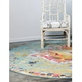 thumbnail image 5 of Unique Loom Vita Collection Area Rug - Chagall (6' 1" Round Turquoise/Cream), 5 of 7