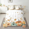 thumbnail image 2 of Manfei Fall Autumn Leaf Bedding Comforter Set 7pcs, Harvest Pumpkin Flower Queen Bedding Sets, Teen Kid Adult Reversible Queen Sheet Sets, Ultra Soft Home Decor, 2 of 7