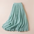 thumbnail image 4 of felwors Women's Cotton Linen Maxi Skirt - Flowy Boho Long Skirt with Ruffled Hem for Casual, Beach, Summer (Light Green, L), 4 of 5