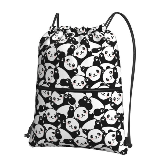 Naloa Cute Panda (3) Drawstring Backpack String Bag Cinch Water Resistant for Gym Shopping Sport Yoga