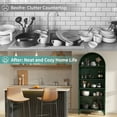 thumbnail image 2 of 74" Arched Bookcase, 5-Tier Tall Arch Bookshelf Arched Storage Cabinet with Open & Adjustable Shelves & Cross Door Metal Kitchen Pantry Display Cabinet for Home Office Black Green, 2 of 9