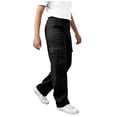 thumbnail image 2 of HOMADLES Teen Boys School Uniform Pants 14-15 Elastic Waist Straight Fit Baggy Joggers Pants Solid Multi-pocket Casual Pants Black Size 110, 2 of 7
