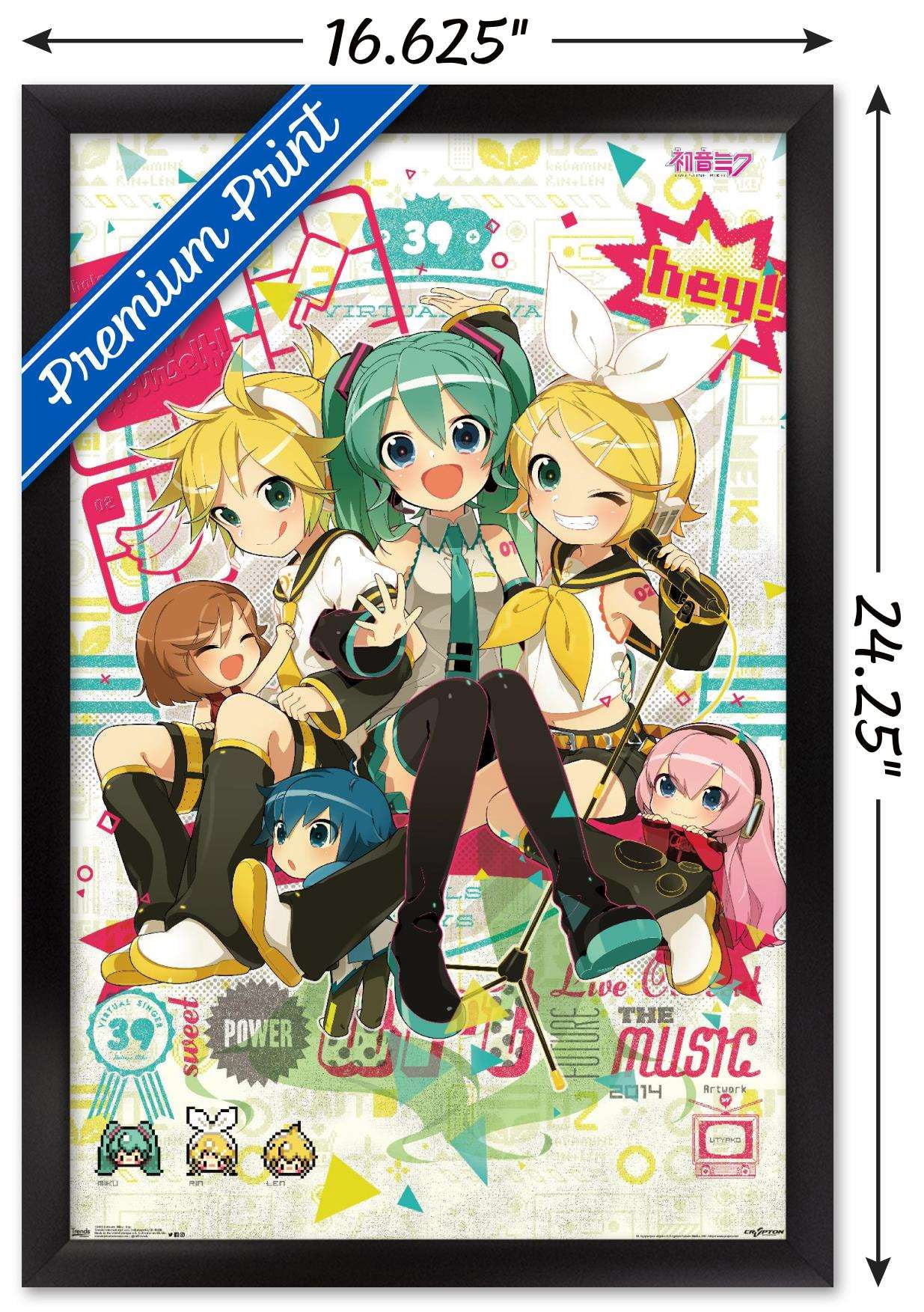 Hatsune Miku - Hey Wall Poster, 14.725" x 22.375", Framed