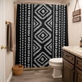 thumbnail image 5 of Xipuska Black Boho Geometric Shower Curtain - Water Repellent Fabric Shower Curtains Washable, Vintage Southwestern Stripes Decorative Polyester Cloth Bathroom Curtains Modern Bath Decor 66"x72", 5 of 6