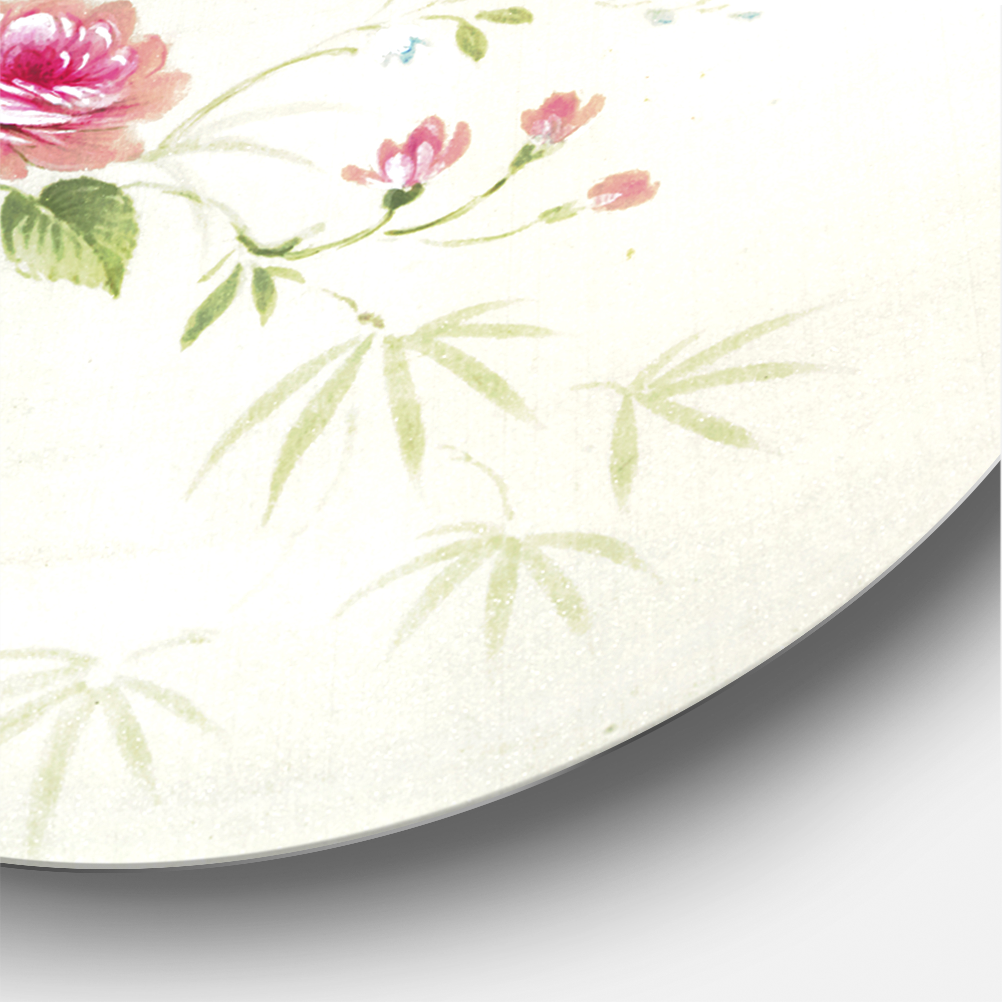 Designart 'Abstract Retro Drawing of Flowers II' Vintage Circle Metal Wall Art 11x11 - Disc of 11