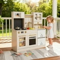 thumbnail image 5 of TLSUNNY Wooden Play Kitchen for Toddlers, Playset with Real Lights, Sounds, Sink, Microwave & Storage for Ages 3+ , Beige, 5 of 9