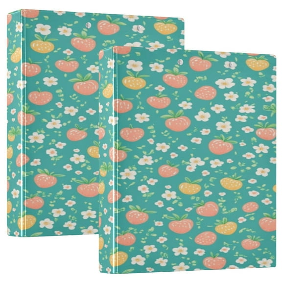 WOBOGO Strawberries and Flowers Pattern File Folders Extra Large Capacity to Hold 200 Sheets of Documents Hard Shell Ring Binder for School Home Office