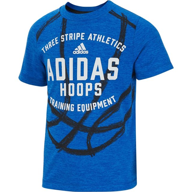 Camiseta gráfica adidas Climalite Hoops para niños, azul, 4