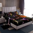 thumbnail image 1 of Erosebridal Abstract Ombre Full Sheet Sets, Futuristic Striped Bedding Full Size, Geometry Honeycomb Decor,, 1 of 7