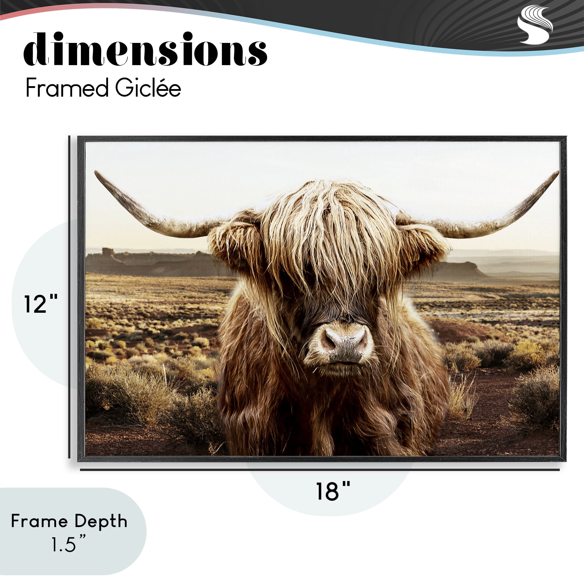 Stupell Industries Rugged Vegetation Cattle Portrait Black Framed Giclee Art, design by CAD Designs