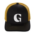 thumbnail image 2 of Daxton Baseball Trucker Hat 3D Capital Alphabet Letters Structured Mid Profile Cap, Black Gold Hat, White Letter G, 2 of 2