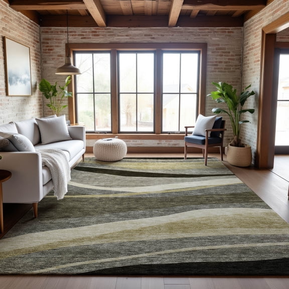 Addison Rugs Mayfield Premium Machine Washable Transitional Swirls Taupe Rectangle Rug, 10' x 14'
